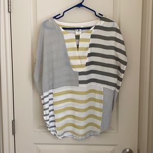 Grey and Yellow Striped Top Anthropologie